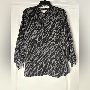 Michael Kors Black‎ Chain Pattern Blouse